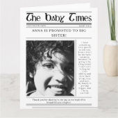 Unique Newspaper Big Sister Pregnancy Announcement カード (正面)