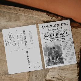 Unique Newspaper Classic Save The Date  案内ポストカード