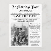Unique Newspaper Classic Save The Date 案内ポストカード (正面)