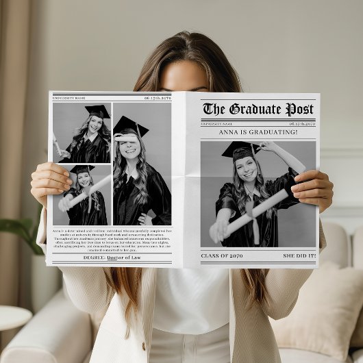 Unique Newspaper Graduation 4 Photo Collage 2026  カード