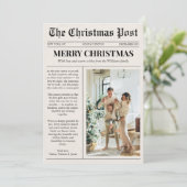 Unique Newspaper Merry Christmas Photo シーズンカード (スタンド正面)