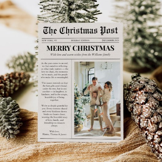 Unique Newspaper Merry Christmas Photo シーズンカード