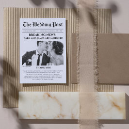 Unique Newspaper Photo Wedding Thank You Card サンキューカード