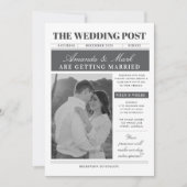 Unique Newspaper Wedding Black and white 招待状 (正面)