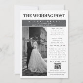 Unique Newspaper Wedding Black and white 招待状 (裏面)