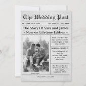 Unique Newspaper Wedding Invitation Details Photo 招待状 (正面)