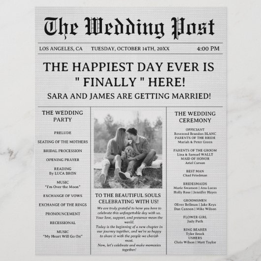 Unique Newspaper Wedding Programs チラシ (正面)