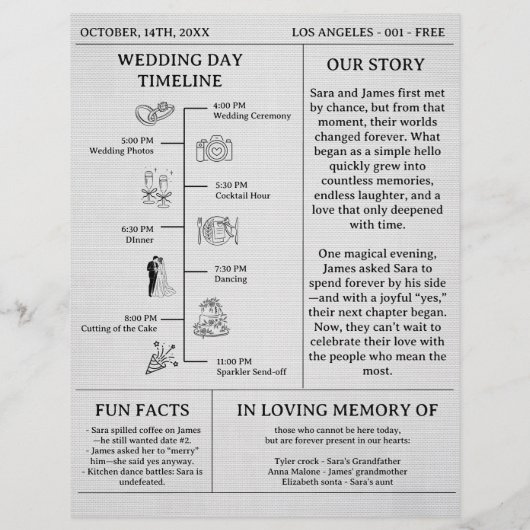 Unique Newspaper Wedding Programs チラシ (裏面)