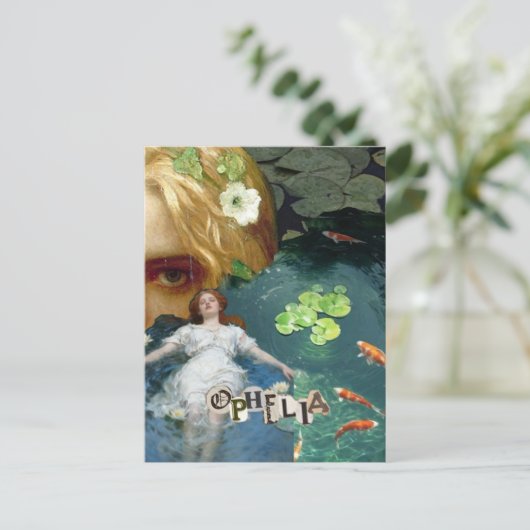 Unique Ophelia Mixed Media Collage ポストカード (スタンド正面)