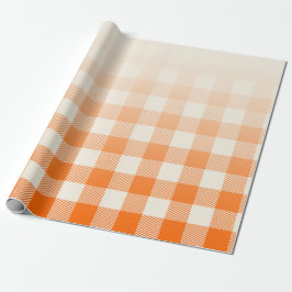 Unique Orange & Cream Peek-A-Boo Buffalo Plaid ラッピングペーパー