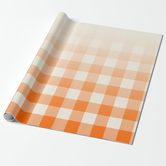 Unique Orange & Cream Peek-A-Boo Buffalo Plaid ラッピングペーパー (アンロールド)