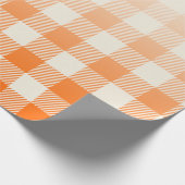 Unique Orange & Cream Peek-A-Boo Buffalo Plaid ラッピングペーパー (角)