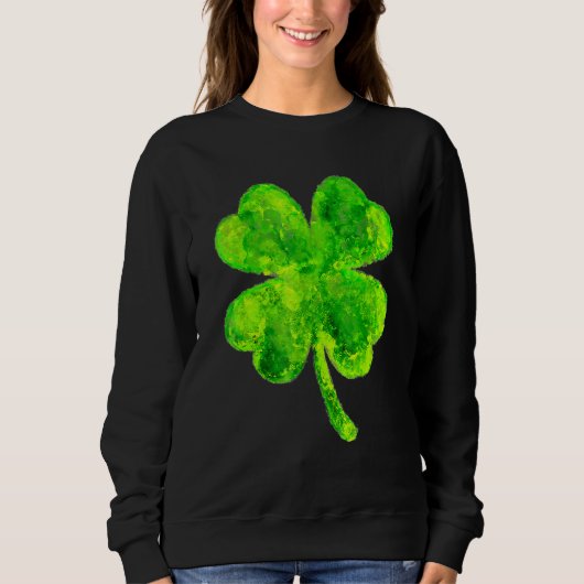 Unique Painted St Patricks Day Shamrock St Paddys  スウェットシャツ (正面)