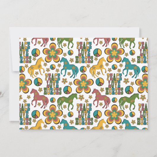 Unique Peace Love Horses Note Card ノートカード (正面)