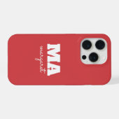 Unique Personalized pink & White Name Monogram iPhoneケース (裏面横)