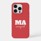 Unique Personalized pink & White Name Monogram iPhoneケース (裏面)