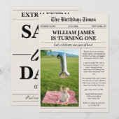 Unique Photo Newspaper 1st Birthday 招待状 (正面/裏面)