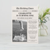 Unique Photo Newspaper First Birthday 招待状 (スタンド正面)