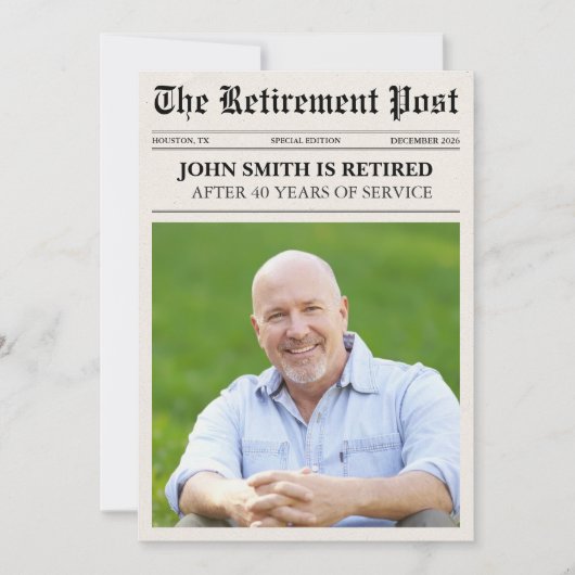 Unique Photo Newspaper Retirement Card (正面)