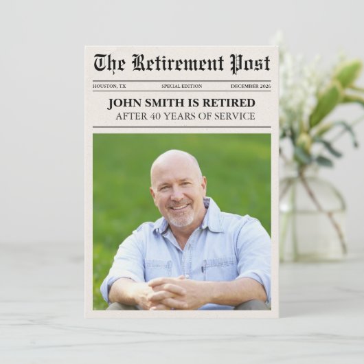 Unique Photo Newspaper Retirement Card (スタンド正面)
