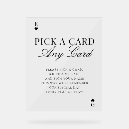 Unique Pick A Card Any Card Wedding Guestbook アクリルサイン (正面)