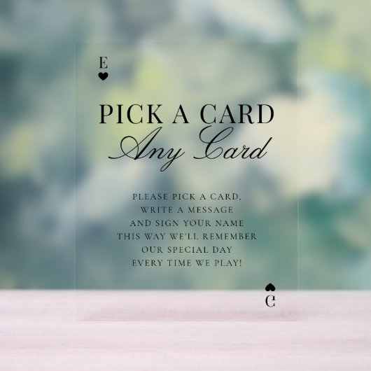 Unique Pick A Card Any Card Wedding Guestbook アクリルサイン (ニュートラル)