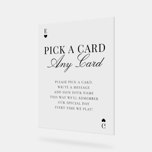 Unique Pick A Card Any Card Wedding Guestbook アクリルサイン (傾斜)