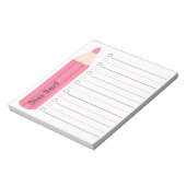 Unique Pink Pencil Lined Personalized Teacher ノートパッド (回転)