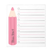 Unique Pink Pencil Lined Personalized Teacher ノートパッド (正面)