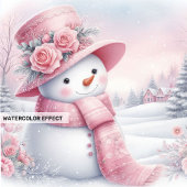 Unique Pink Snowman Kids Download Christmas Invite 招待状