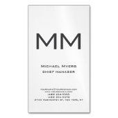 Unique plain simple black & white monogram マグネット名刺 (正面縦)