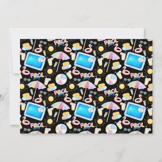 Unique Pool Party Note Card in Black ノートカード (正面)