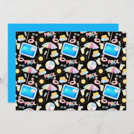 Unique Pool Party Note Card in Black ノートカード