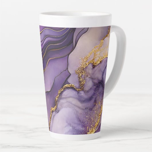 Unique Purple Alcohol Ink Large Ceramic Latte Mug カフェラテマグ (右アングル)