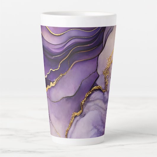 Unique Purple Alcohol Ink Large Ceramic Latte Mug カフェラテマグ (正面)