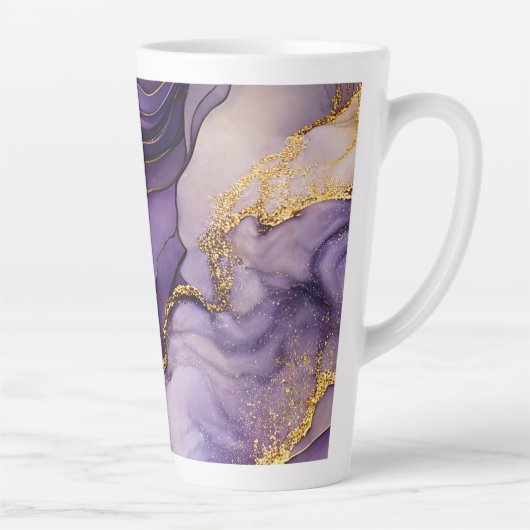 Unique Purple Alcohol Ink Large Ceramic Latte Mug カフェラテマグ (右)