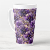 Unique Purple Floral Alcohol Ink Ceramic Latte Mug カフェラテマグ (左アングル)