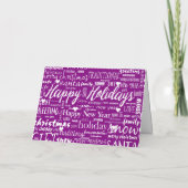 Unique Purple Modern Whimsical Christmas Script シーズンカード (裏面)