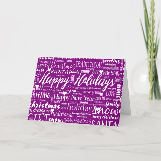 Unique Purple Modern Whimsical Christmas Script シーズンカード (正面)