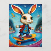 Unique Rabbit Skateboarding ポストカード (正面)