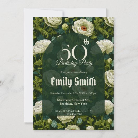 Unique Ranunculus Sparkle First Birthday Gift 招待状 (正面)