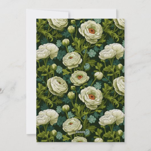 Unique Ranunculus Sparkle First Birthday Gift 招待状 (裏面)