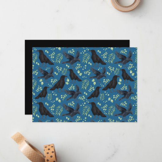 Unique Ravens Note Card in Blue ノートカード (正面/裏面インサイチュ)