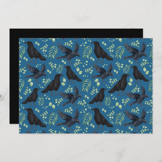 Unique Ravens Note Card in Blue ノートカード (正面/裏面)