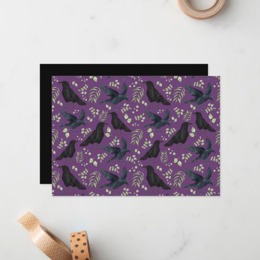 Unique Ravens Note Card in Purple ノートカード (正面/裏面インサイチュ)