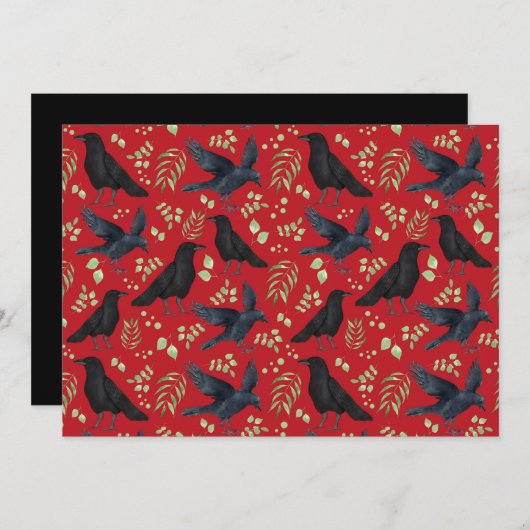 Unique Ravens Note Card in Red ノートカード (正面/裏面)