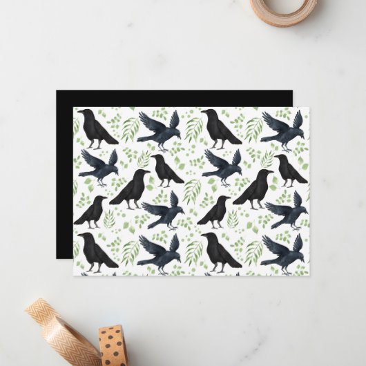 Unique Ravens Note Card in White ノートカード (正面/裏面インサイチュ)