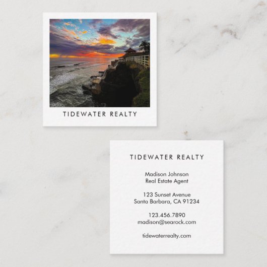 Unique Real Estate Agent Rocks Ocean Beach Photo スクエア名刺 (正面/裏面)