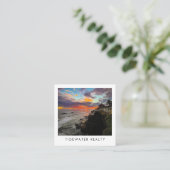 Unique Real Estate Agent Rocks Ocean Beach Photo スクエア名刺 (スタンド正面)