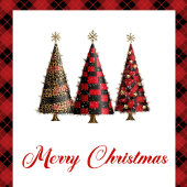 Unique Red Black Plaid Christmas Tree Leopard Card シーズンカード